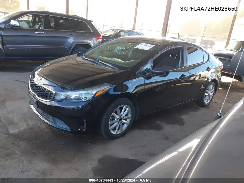 2017 Kia Forte S VIN: 3KPFL4A72HE028650 Lot: 40704443