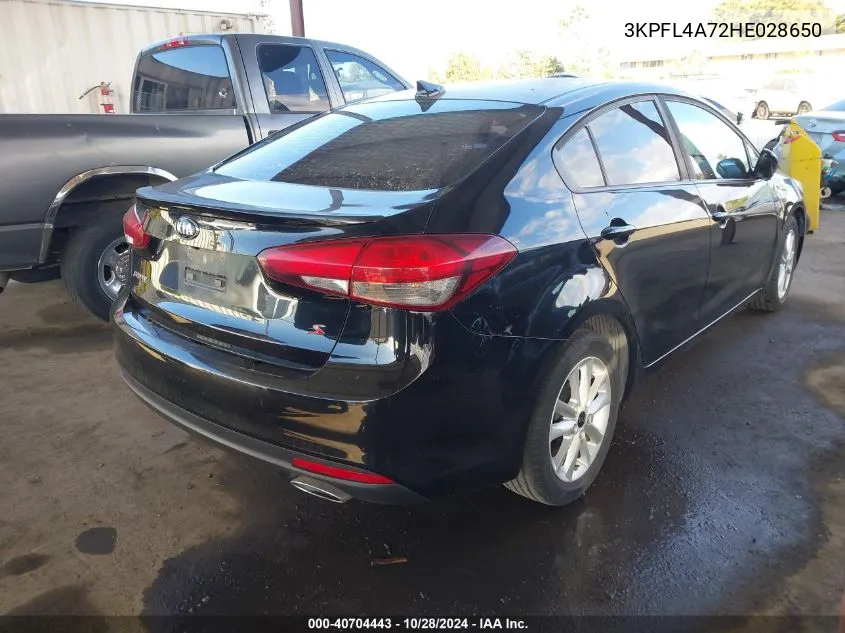 2017 Kia Forte S VIN: 3KPFL4A72HE028650 Lot: 40704443