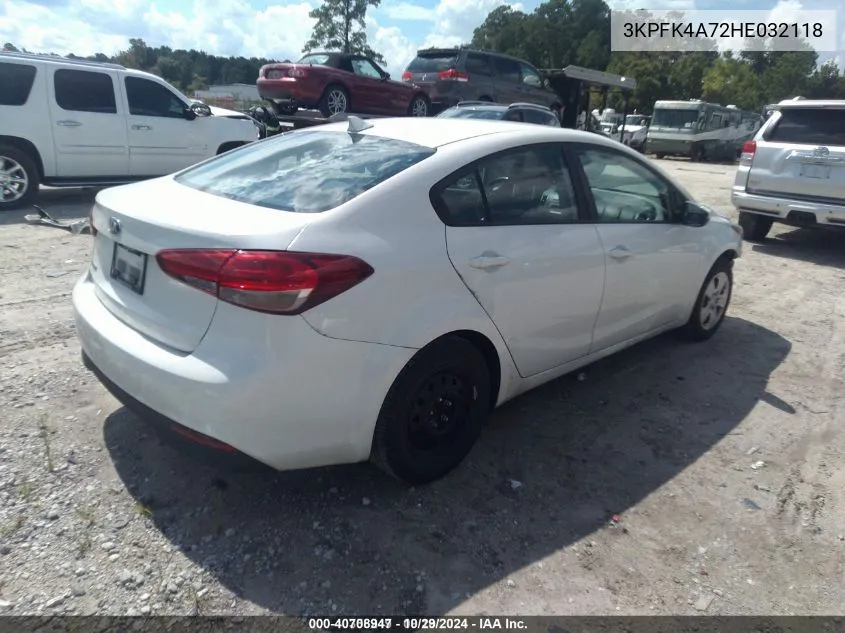 2017 Kia Forte Lx VIN: 3KPFK4A72HE032118 Lot: 40708947