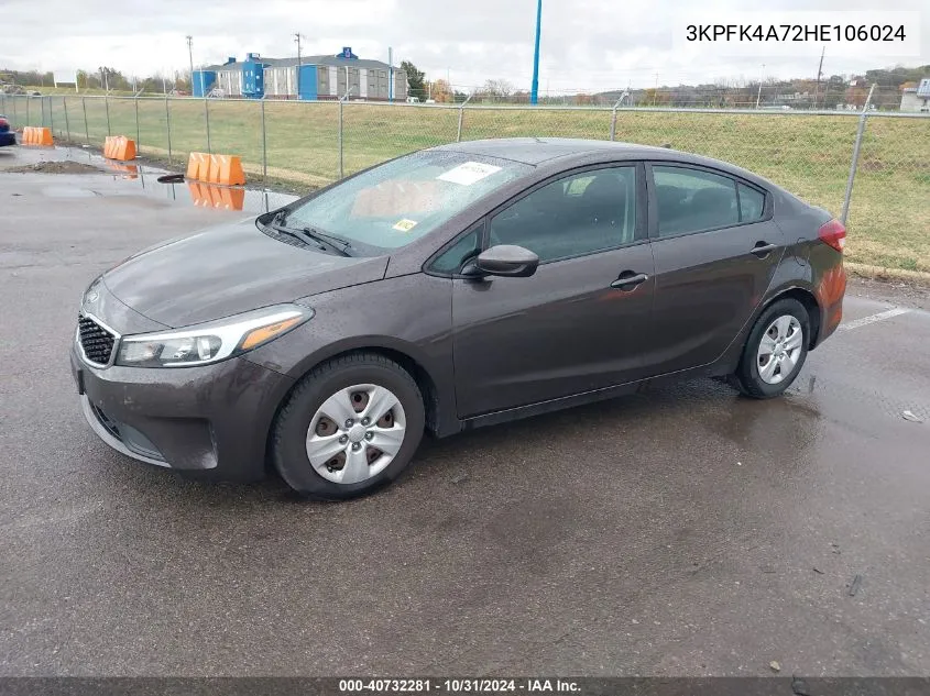 2017 Kia Forte Lx VIN: 3KPFK4A72HE106024 Lot: 40732281