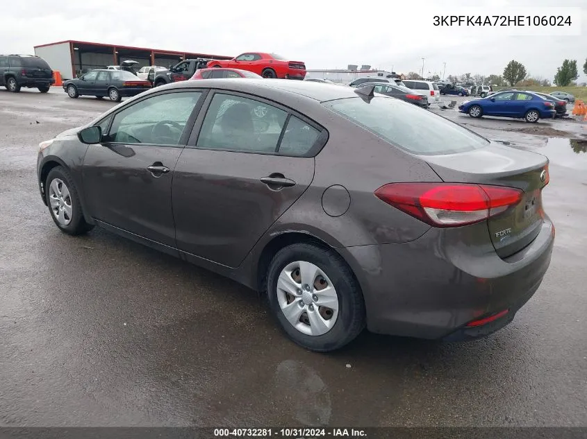 2017 Kia Forte Lx VIN: 3KPFK4A72HE106024 Lot: 40732281