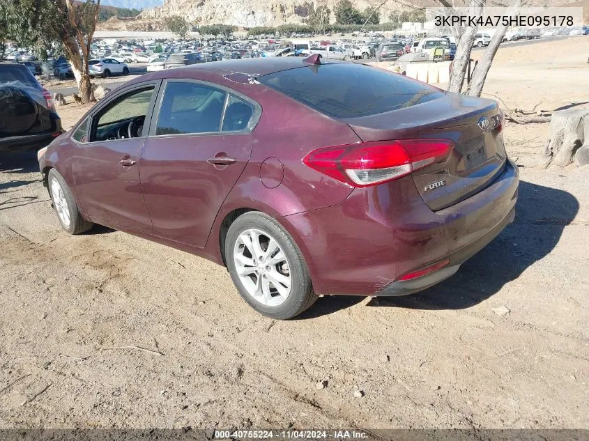 2017 Kia Forte Lx VIN: 3KPFK4A75HE095178 Lot: 40755224