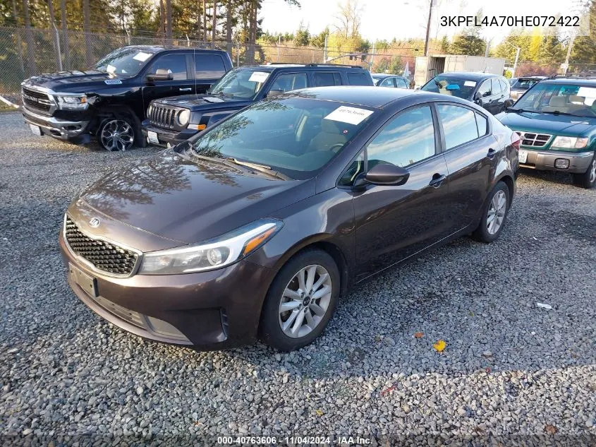 2017 Kia Forte Lx VIN: 3KPFL4A70HE072422 Lot: 40763606