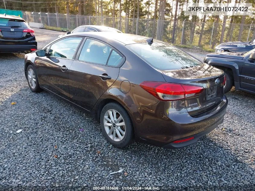 2017 Kia Forte Lx VIN: 3KPFL4A70HE072422 Lot: 40763606