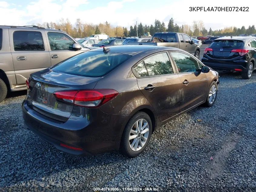 2017 Kia Forte Lx VIN: 3KPFL4A70HE072422 Lot: 40763606