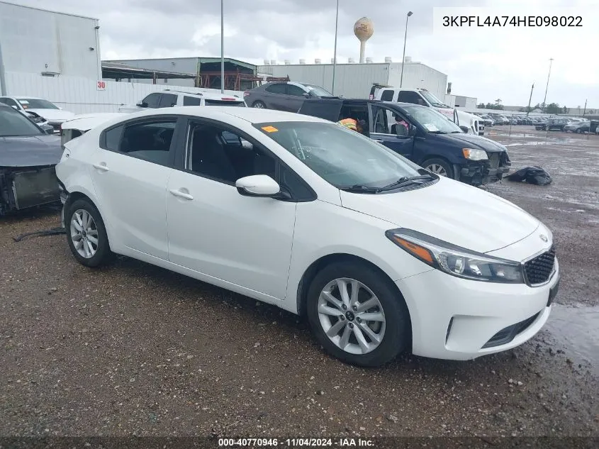 2017 Kia Forte S VIN: 3KPFL4A74HE098022 Lot: 40770946