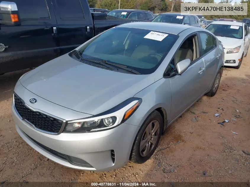 2017 Kia Forte Lx VIN: 3KPFK4A70HE138485 Lot: 40778631