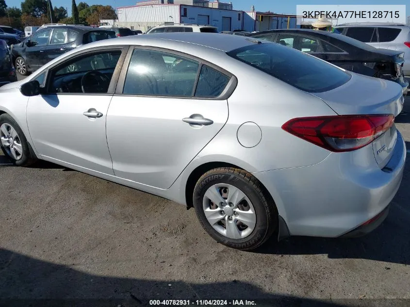 2017 Kia Forte Lx VIN: 3KPFK4A77HE128715 Lot: 40782931