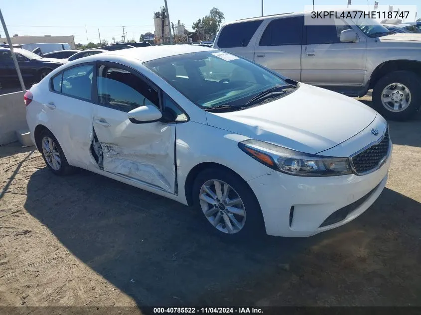 2017 Kia Forte S VIN: 3KPFL4A77HE118747 Lot: 40785522