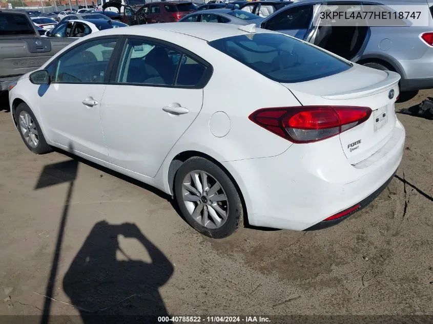 2017 Kia Forte S VIN: 3KPFL4A77HE118747 Lot: 40785522