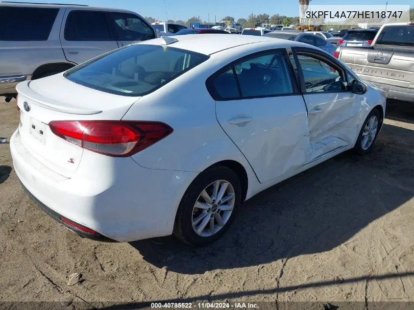 2017 Kia Forte S VIN: 3KPFL4A77HE118747 Lot: 40785522