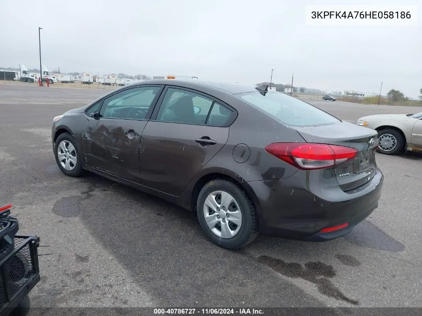 2017 Kia Forte Lx VIN: 3KPFK4A76HE058186 Lot: 40786727