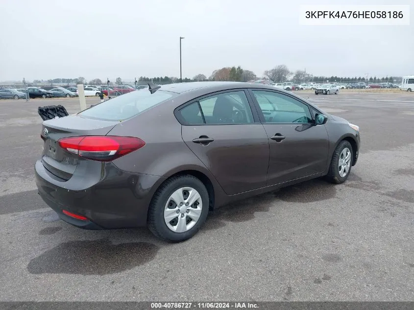 2017 Kia Forte Lx VIN: 3KPFK4A76HE058186 Lot: 40786727