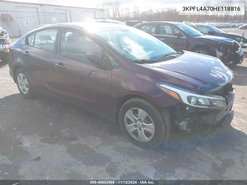 2017 Kia Forte Lx VIN: 3KPFL4A70HE118816 Lot: 40803569