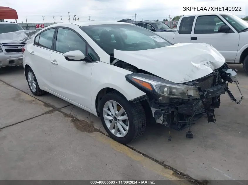 2017 Kia Forte S VIN: 3KPFL4A7XHE140922 Lot: 40805583