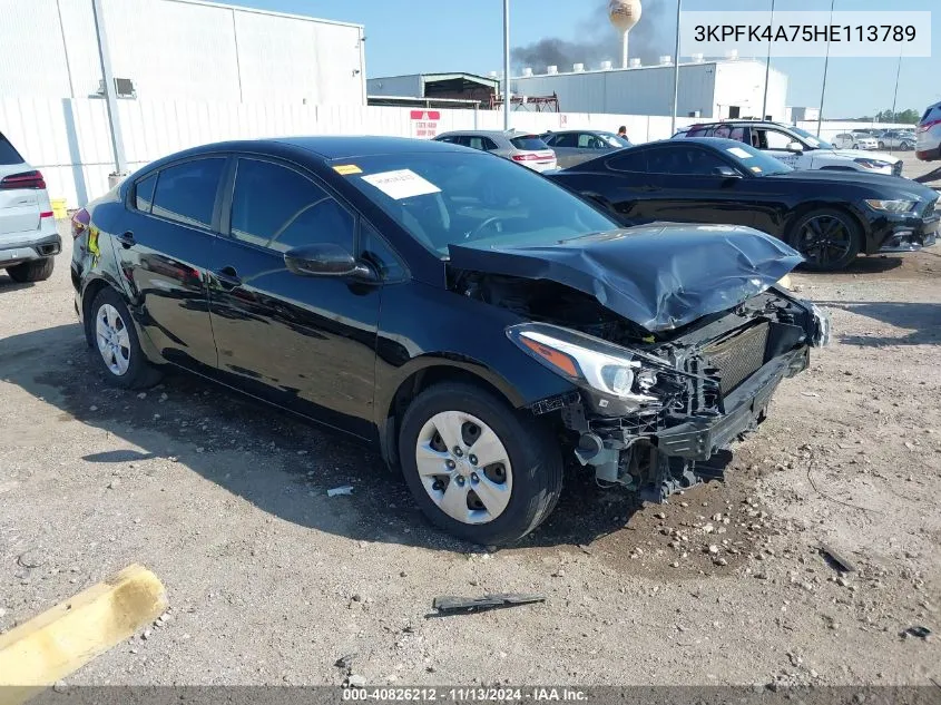 2017 Kia Forte Lx VIN: 3KPFK4A75HE113789 Lot: 40826212