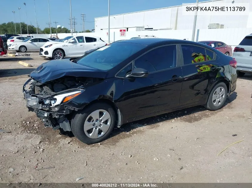 2017 Kia Forte Lx VIN: 3KPFK4A75HE113789 Lot: 40826212