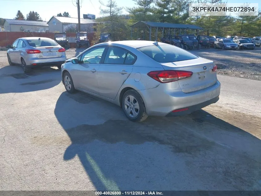 2017 Kia Forte Lx VIN: 3KPFK4A74HE072894 Lot: 40826800