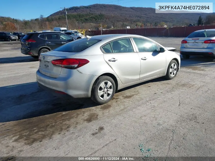 2017 Kia Forte Lx VIN: 3KPFK4A74HE072894 Lot: 40826800