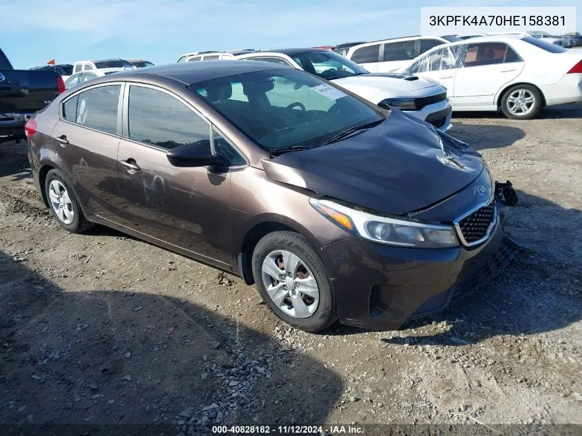 2017 Kia Forte Lx VIN: 3KPFK4A70HE158381 Lot: 40828182