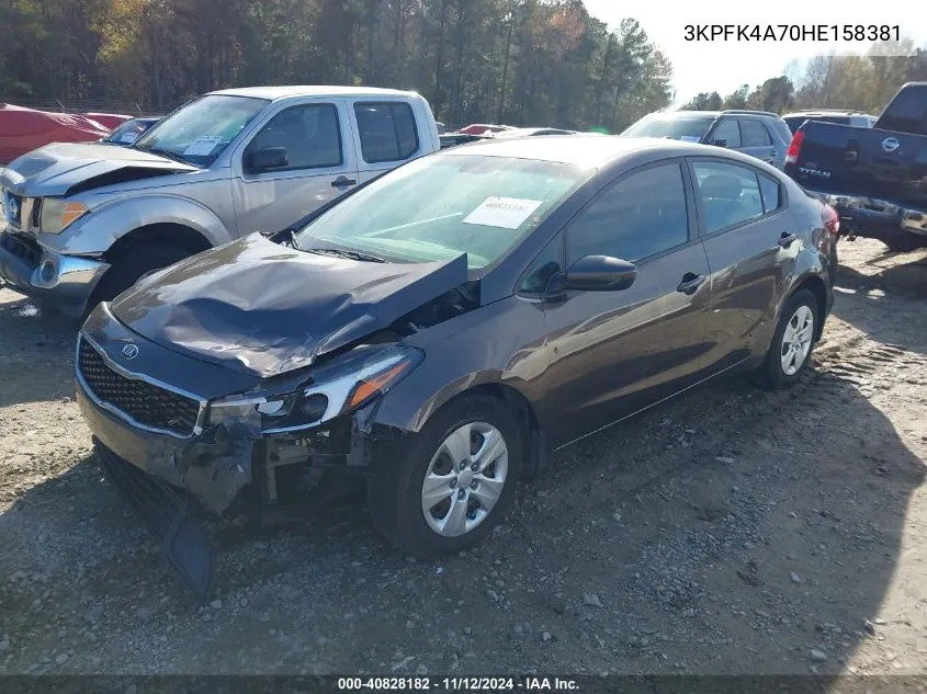 2017 Kia Forte Lx VIN: 3KPFK4A70HE158381 Lot: 40828182