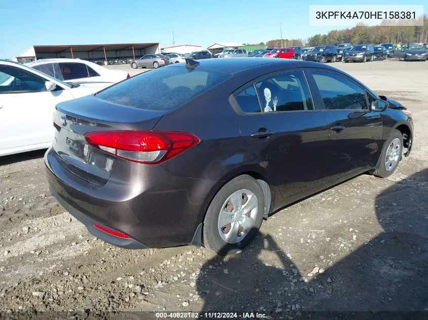 2017 Kia Forte Lx VIN: 3KPFK4A70HE158381 Lot: 40828182