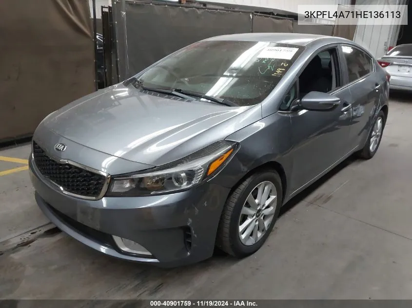 2017 Kia Forte S VIN: 3KPFL4A71HE136113 Lot: 40901759