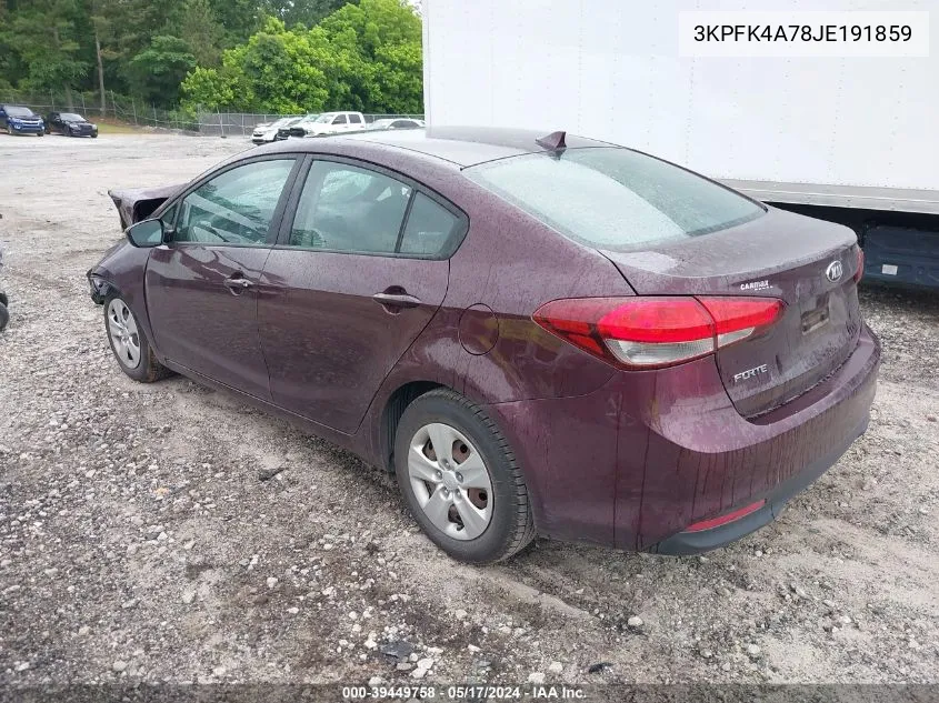 2018 Kia Forte Lx VIN: 3KPFK4A78JE191859 Lot: 39449758