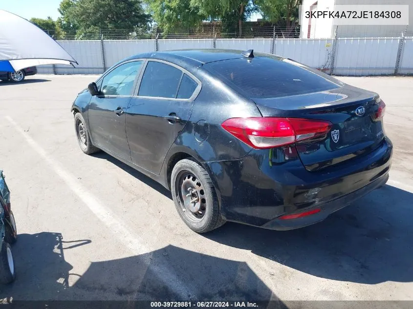 2018 Kia Forte Lx VIN: 3KPFK4A72JE184308 Lot: 39729881