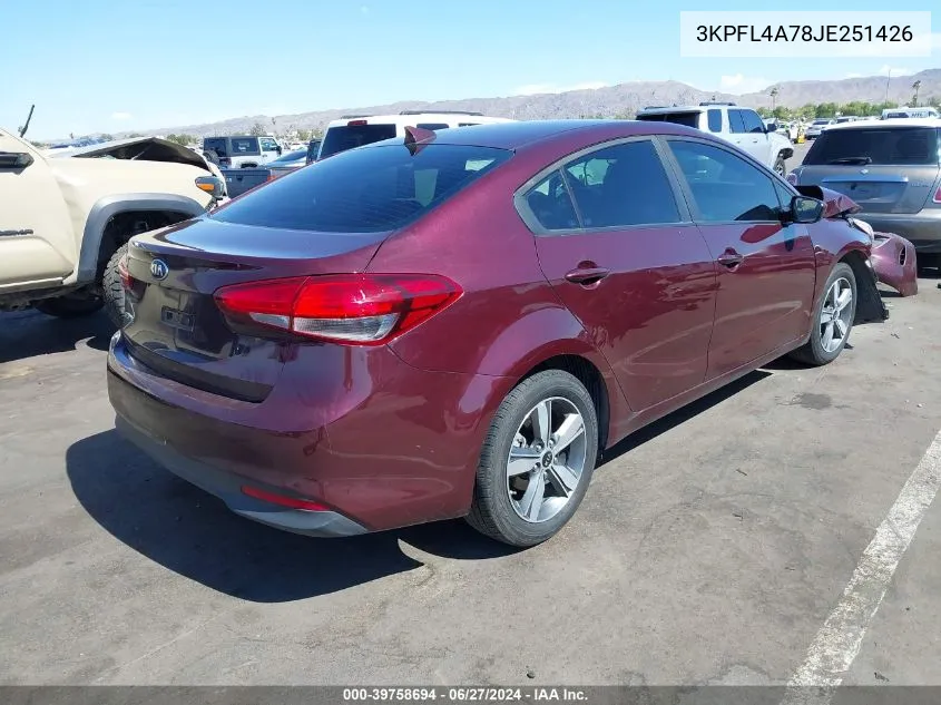 2018 Kia Forte Lx VIN: 3KPFL4A78JE251426 Lot: 39758694