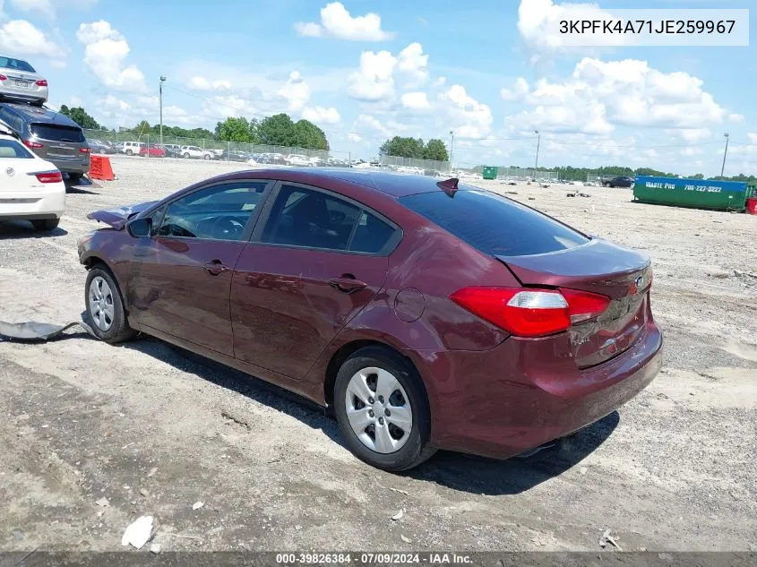 2018 Kia Forte Lx VIN: 3KPFK4A71JE259967 Lot: 39826384