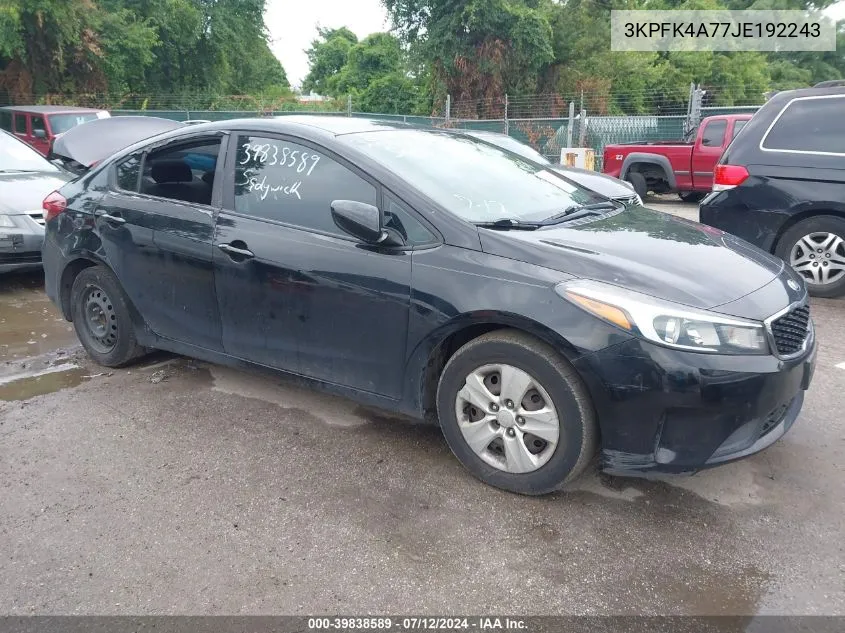 2018 Kia Forte Lx VIN: 3KPFK4A77JE192243 Lot: 39838589