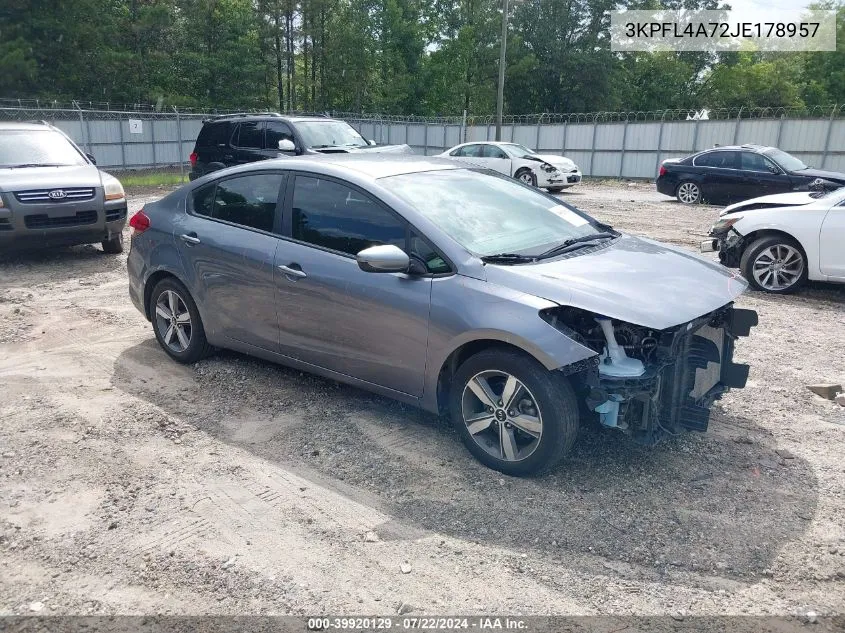 2018 Kia Forte S VIN: 3KPFL4A72JE178957 Lot: 39920129