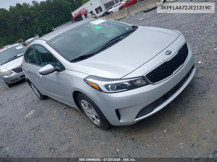 3KPFL4A72JE213190 2018 Kia Forte Lx