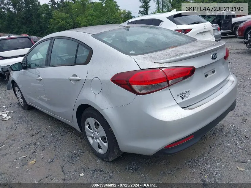 2018 Kia Forte Lx VIN: 3KPFL4A72JE213190 Lot: 39946892