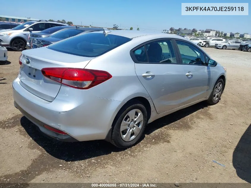 3KPFK4A70JE259118 2018 Kia Forte Lx