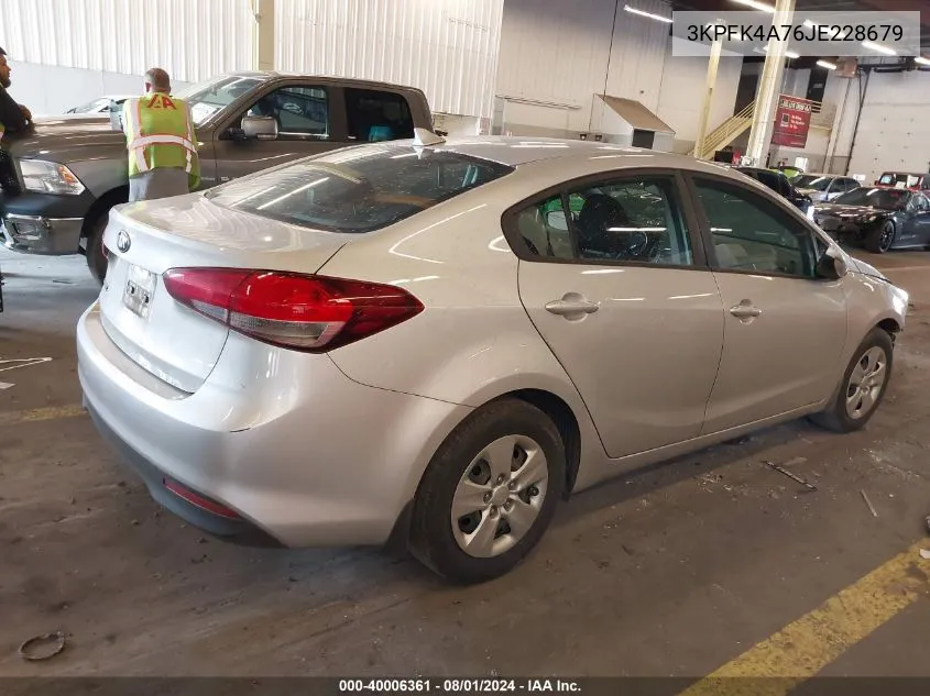 2018 Kia Forte Lx VIN: 3KPFK4A76JE228679 Lot: 40006361