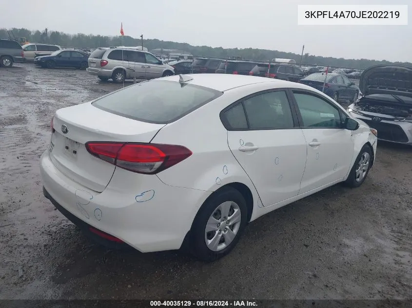 2018 Kia Forte Lx VIN: 3KPFL4A70JE202219 Lot: 40035129