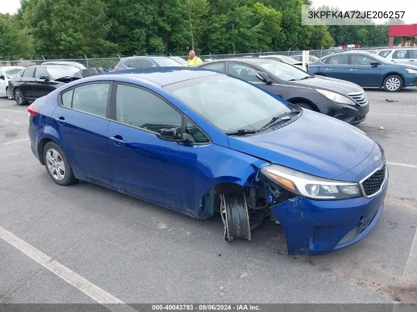 2018 Kia Forte Lx VIN: 3KPFK4A72JE206257 Lot: 40043793