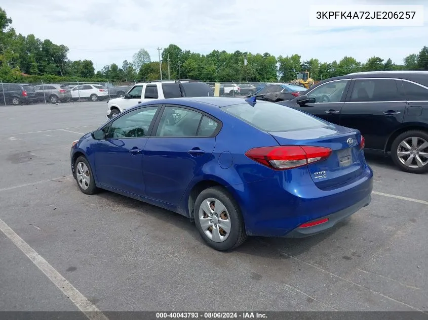 3KPFK4A72JE206257 2018 Kia Forte Lx