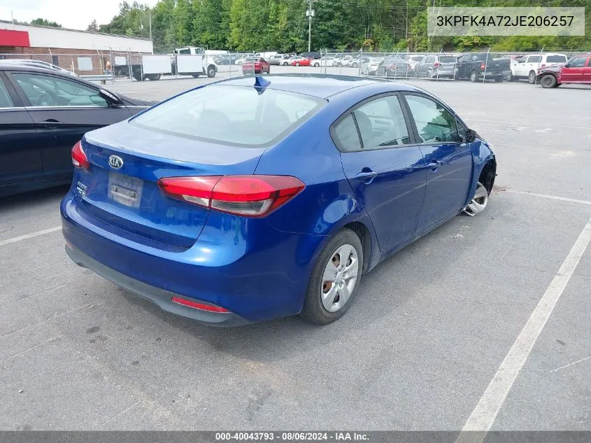 2018 Kia Forte Lx VIN: 3KPFK4A72JE206257 Lot: 40043793