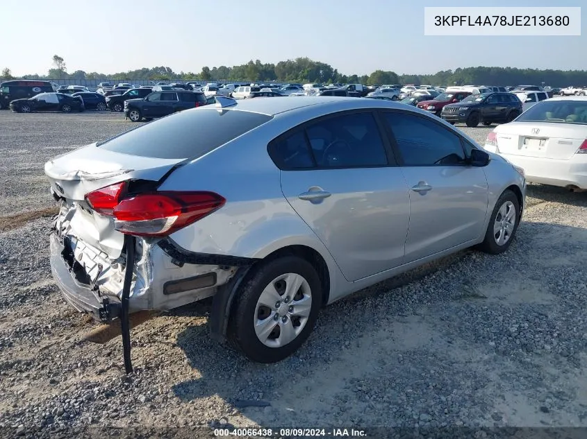 2018 Kia Forte Lx VIN: 3KPFL4A78JE213680 Lot: 40066438