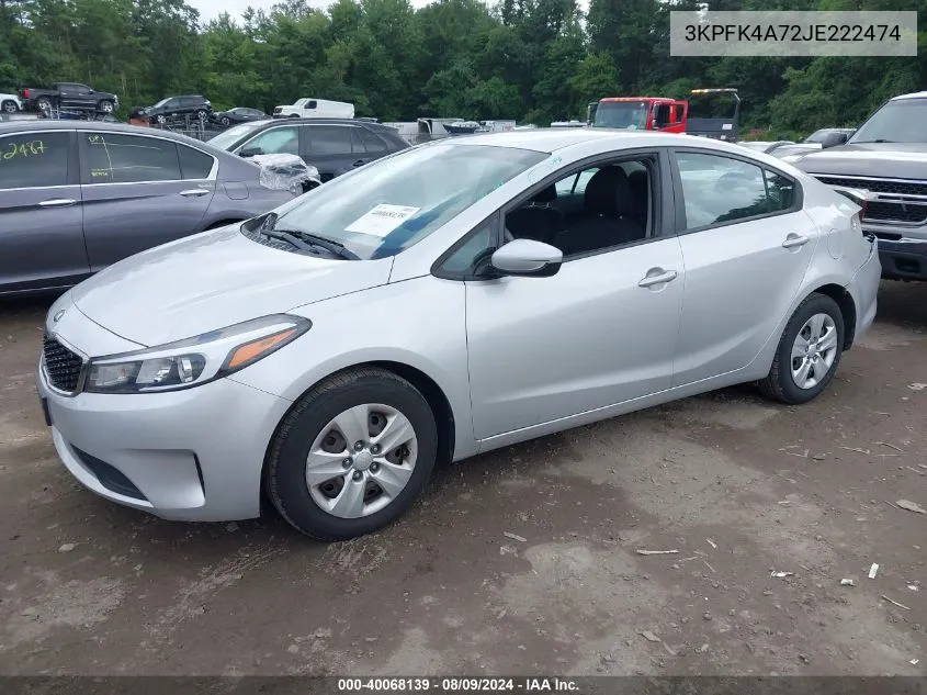 2018 Kia Forte Lx VIN: 3KPFK4A72JE222474 Lot: 40068139