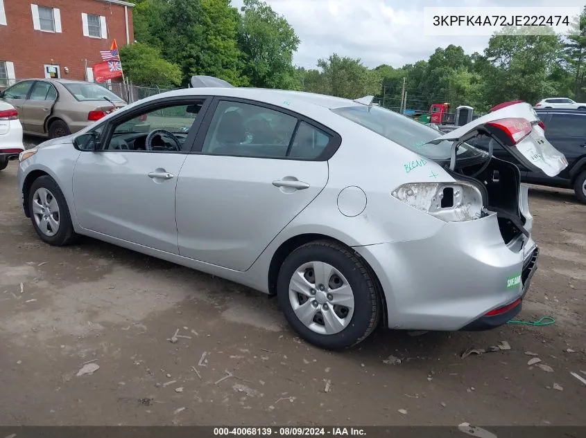 2018 Kia Forte Lx VIN: 3KPFK4A72JE222474 Lot: 40068139