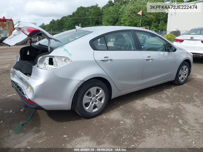 2018 Kia Forte Lx VIN: 3KPFK4A72JE222474 Lot: 40068139