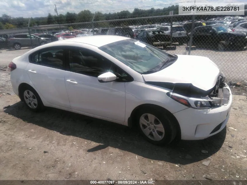 3KPFK4A78JE228781 2018 Kia Forte Lx