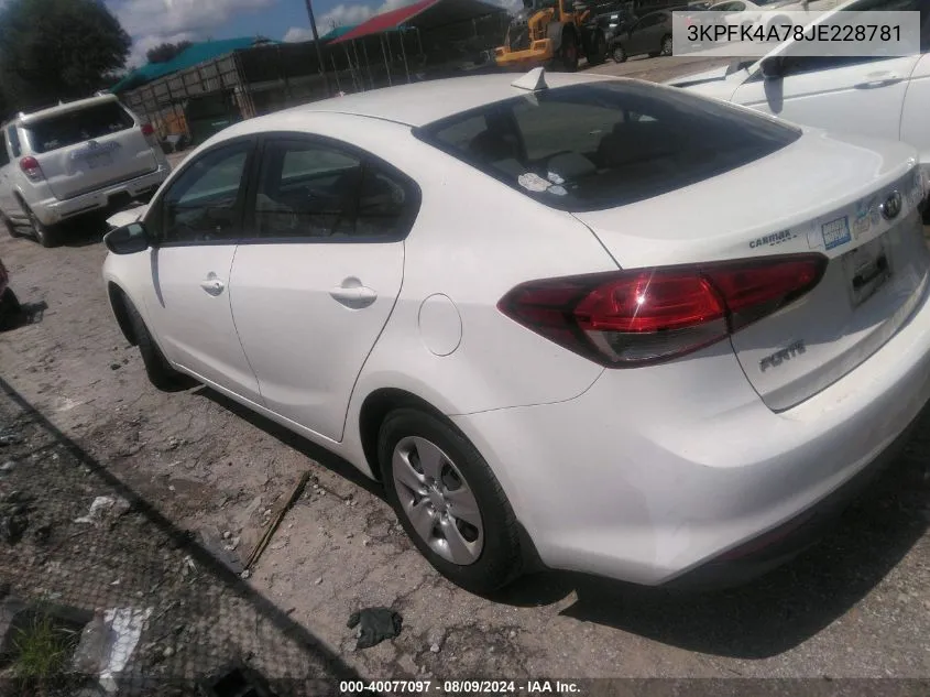 3KPFK4A78JE228781 2018 Kia Forte Lx