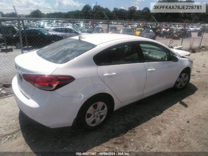 2018 Kia Forte Lx VIN: 3KPFK4A78JE228781 Lot: 40077097