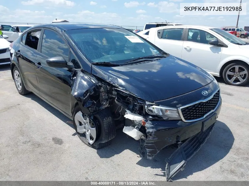 3KPFK4A77JE192985 2018 Kia Forte Lx