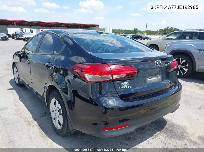 2018 Kia Forte Lx VIN: 3KPFK4A77JE192985 Lot: 40088171